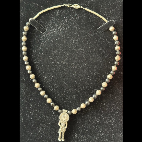 Vintage Sterling Silver Native American Bead Necklace With Sun Kachina Pendant - Picture 5 of 10